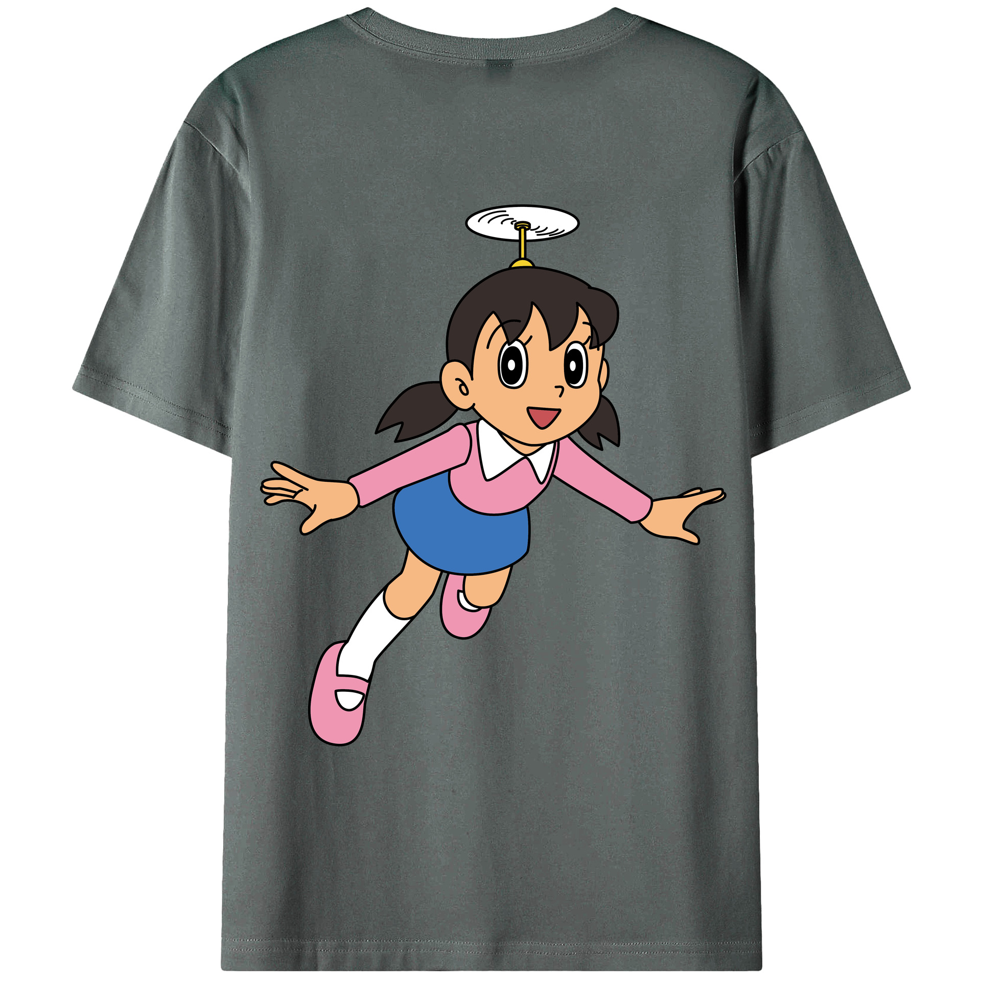 （画像用） ドラえもん みなもと しずか Doraemon Shizuka Minamoto 綿100％ メンズ半袖Tシャツ（バックプリント） 通気性